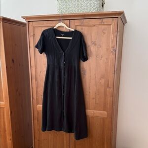 Madewell Black Button-Down gauze Midi Dress